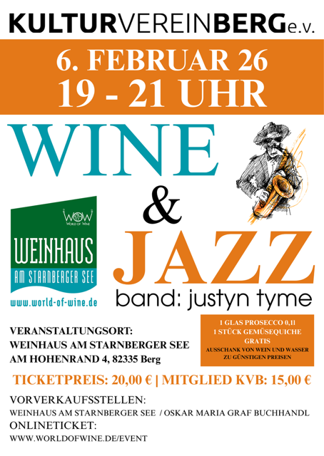 WINE & JAZZ band: Justyn Tyme  06. Februar 26